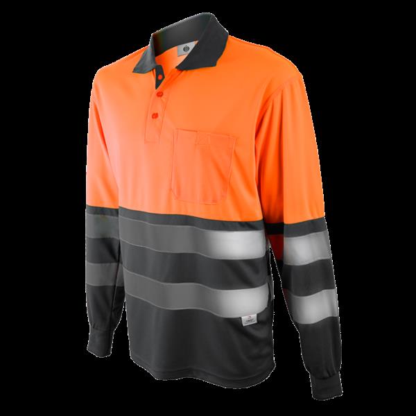 POLO M/L  A.V BICOLOR REF 1095 NARANJA AV/GRIS 